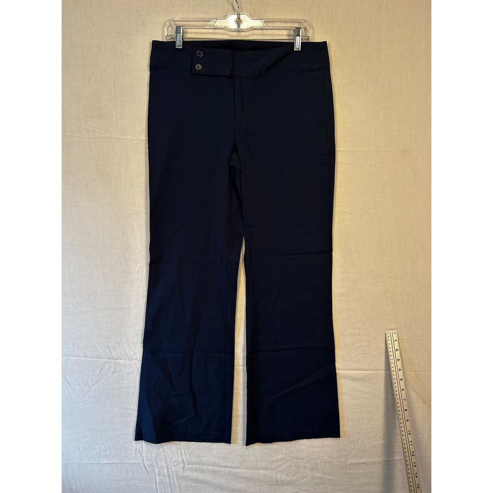 Ellemenno Womens Navy Blue Stretch Bootcut Dress Pants Size 13 Trousers Office